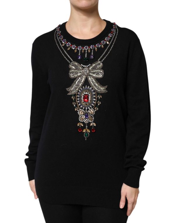 Black Cashmere Crystal Embellished Sweater - Image 2