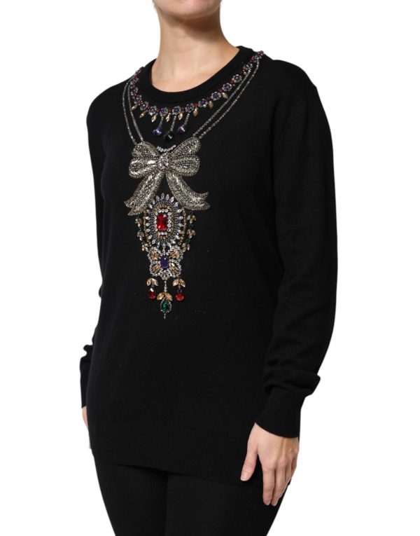 Black Cashmere Crystal Embellished Sweater - Image 3
