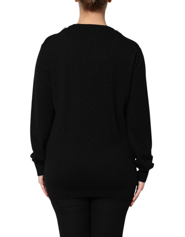 Black Cashmere Crystal Embellished Sweater - Image 4