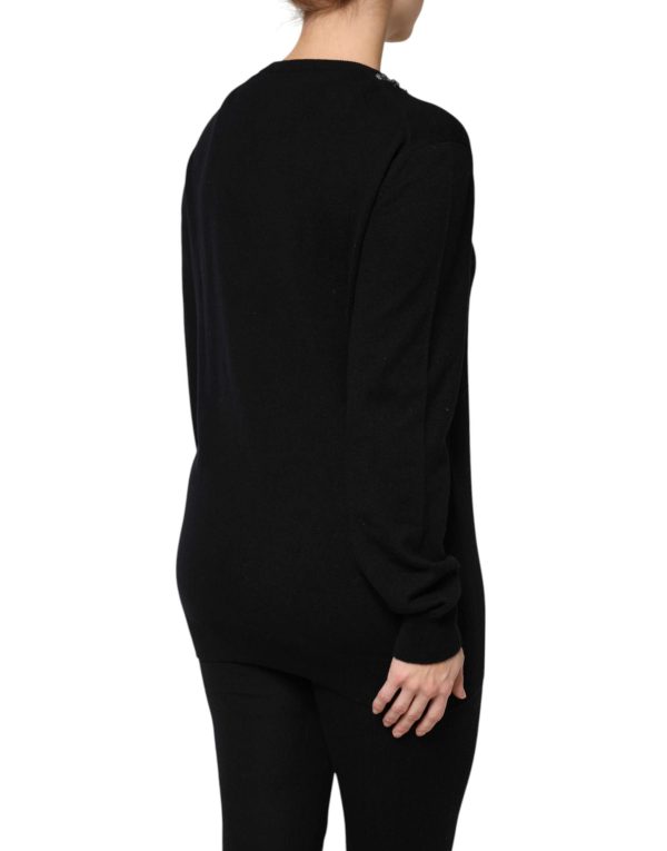 Black Cashmere Crystal Embellished Sweater - Image 5