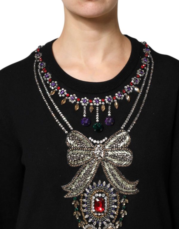 Black Cashmere Crystal Embellished Sweater - Image 6