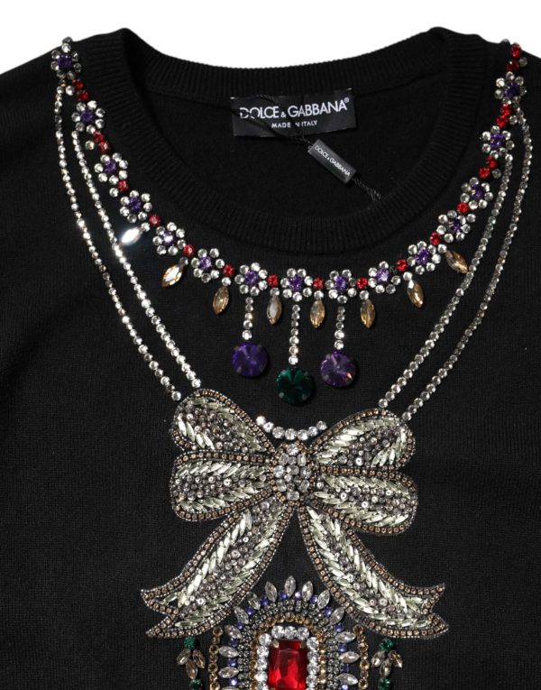 Black Cashmere Crystal Embellished Sweater - Image 8