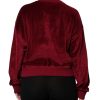 Red Cotton Velvet Crew Neck Pullover Sweater - Image 4