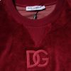 Red Cotton Velvet Crew Neck Pullover Sweater - Image 7