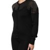 Black Viscose Lace Buttoned Cardigan Sweater - Image 3
