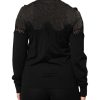 Black Viscose Lace Buttoned Cardigan Sweater - Image 4