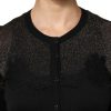 Black Viscose Lace Buttoned Cardigan Sweater - Image 5