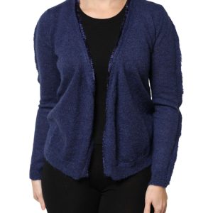Dark Blue Long Sleeves Overcoat Cardigan Sweater