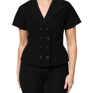 Black Wool Double Breasted Coat Jacket