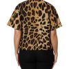 Brown Leopard Short Sleeve Collared Polo Top - Image 4