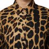Brown Leopard Short Sleeve Collared Polo Top - Image 5