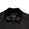 Black Gold Floral Jacquard Men Biker Jacket - Image 5