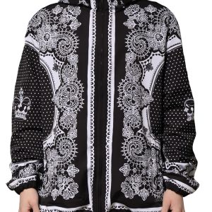 Black Bandana Print Hooded Bomber Jacket