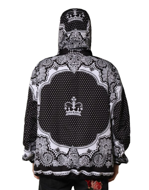 Black Bandana Print Hooded Bomber Jacket - Image 4
