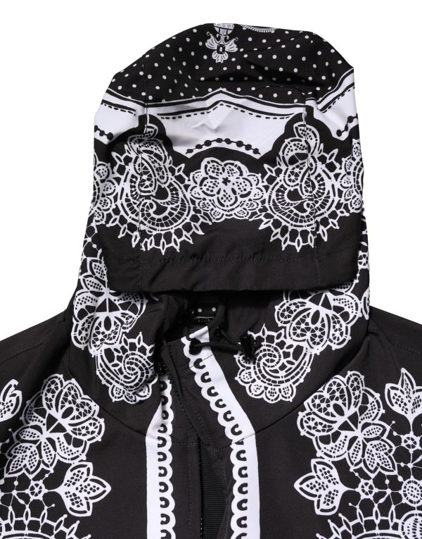 Black Bandana Print Hooded Bomber Jacket - Image 5