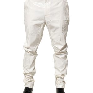 White Nylon Tapered Dress Men Pants