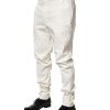 White Nylon Tapered Dress Men Pants - Image 3