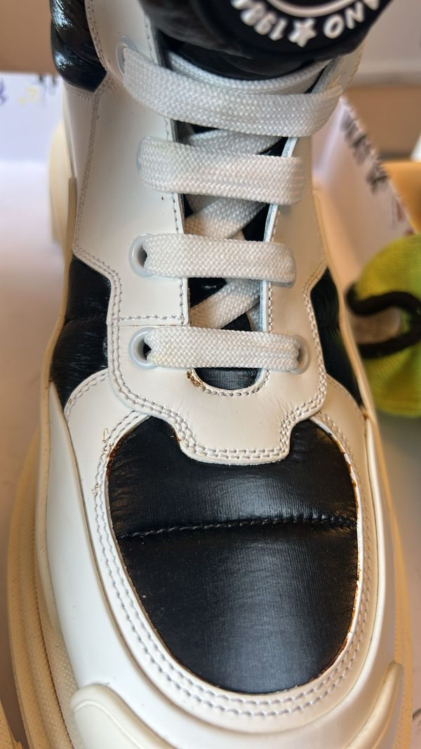 White Padded Mid Calf Lace Up Boots Shoes - Image 8