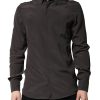 Dark Brown Silk GOLD Men Dress Formal Shirt - Image 2