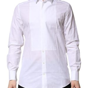White Bib Cotton Poplin GOLD Men Formal Shirt