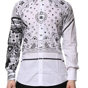 White MARTINI Bandana Print Formal Shirt