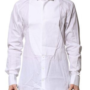 White GOLD Bib Poplin Dress Men Formal Shirt