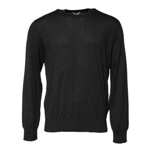 Gray Long Sleeve Crew Neck Pullover Sweater