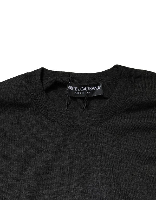 Gray Long Sleeve Crew Neck Pullover Sweater - Image 4