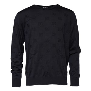 Black Silk Crew Neck Sweatshirt Sweater