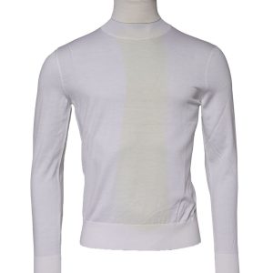 White Wool Turtleneck Men Sweatshirt Sweater