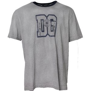 Gray Cotton Crew Neck Short Sleeves T-shirt