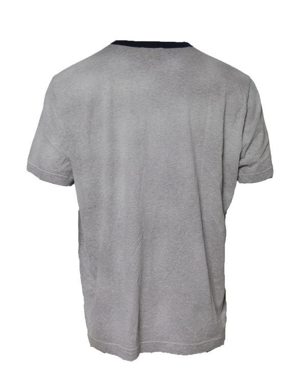 Gray Cotton Crew Neck Short Sleeves T-shirt - Image 3