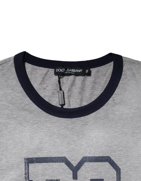 Gray Cotton Crew Neck Short Sleeves T-shirt - Image 4