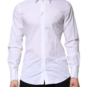 White Cotton GOLD Long Sleeves Formal Shirt
