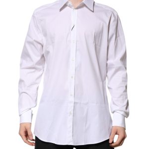 White Cotton GOLD Long Sleeves Formal Shirt