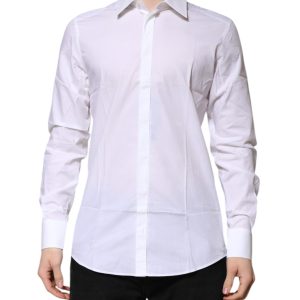 White Cotton GOLD Long Sleeves Formal Shirt