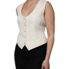 Ivory Cotton Button Down Sleeveless Vest Top - Image 3