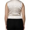 Ivory Cotton Button Down Sleeveless Vest Top - Image 4