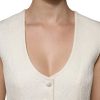Ivory Cotton Button Down Sleeveless Vest Top - Image 5