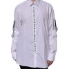 White Rhinestone Embellish Long Sleeves Top - Image 2