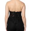 Black Cotton Floral Lace Corset Bustier Top - Image 4
