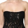 Black Cotton Floral Lace Corset Bustier Top - Image 5