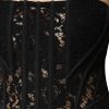 Black Cotton Floral Lace Corset Bustier Top - Image 6