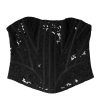 Black Cotton Floral Lace Corset Bustier Top - Image 7