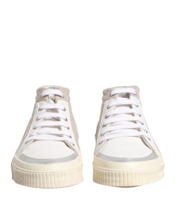 White Beige Lace Up Mid Top Casual Sneakers Shoes - Image 2