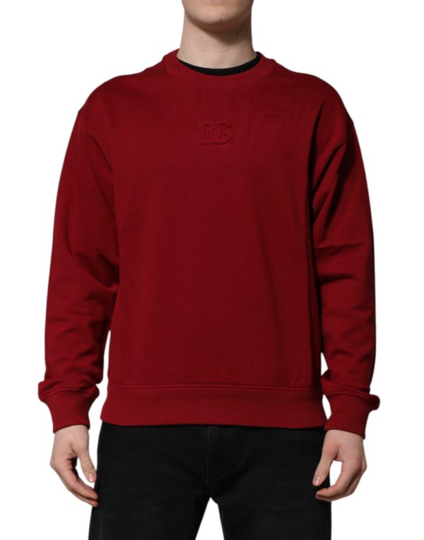 Red Embossed Logo Cotton Crew Neck Sweater - Image 2