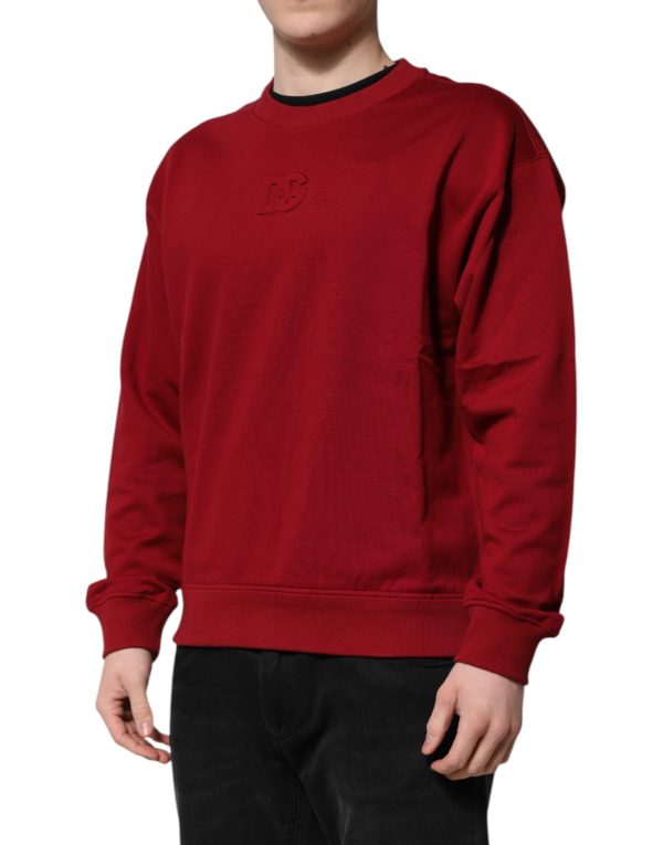 Red Embossed Logo Cotton Crew Neck Sweater - Image 3