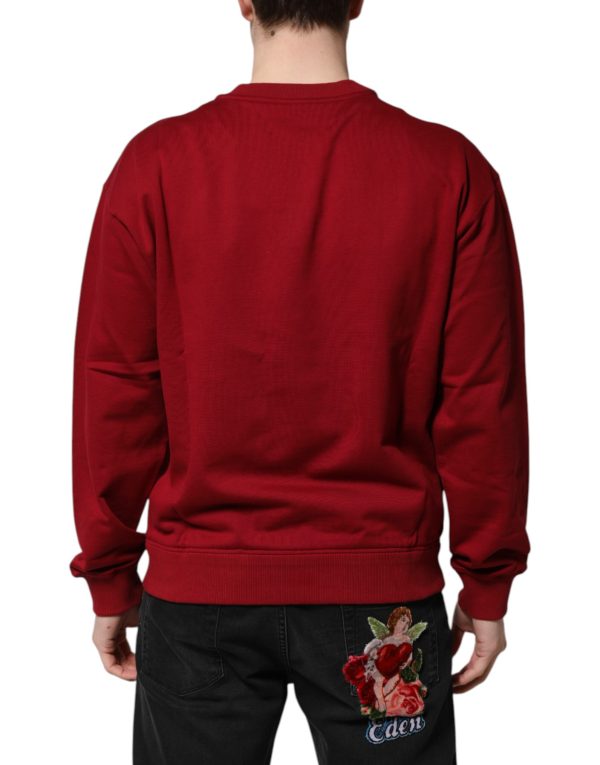 Red Embossed Logo Cotton Crew Neck Sweater - Image 4