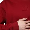 Red Embossed Logo Cotton Crew Neck Sweater - Image 6