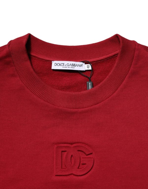 Red Embossed Logo Cotton Crew Neck Sweater - Image 7